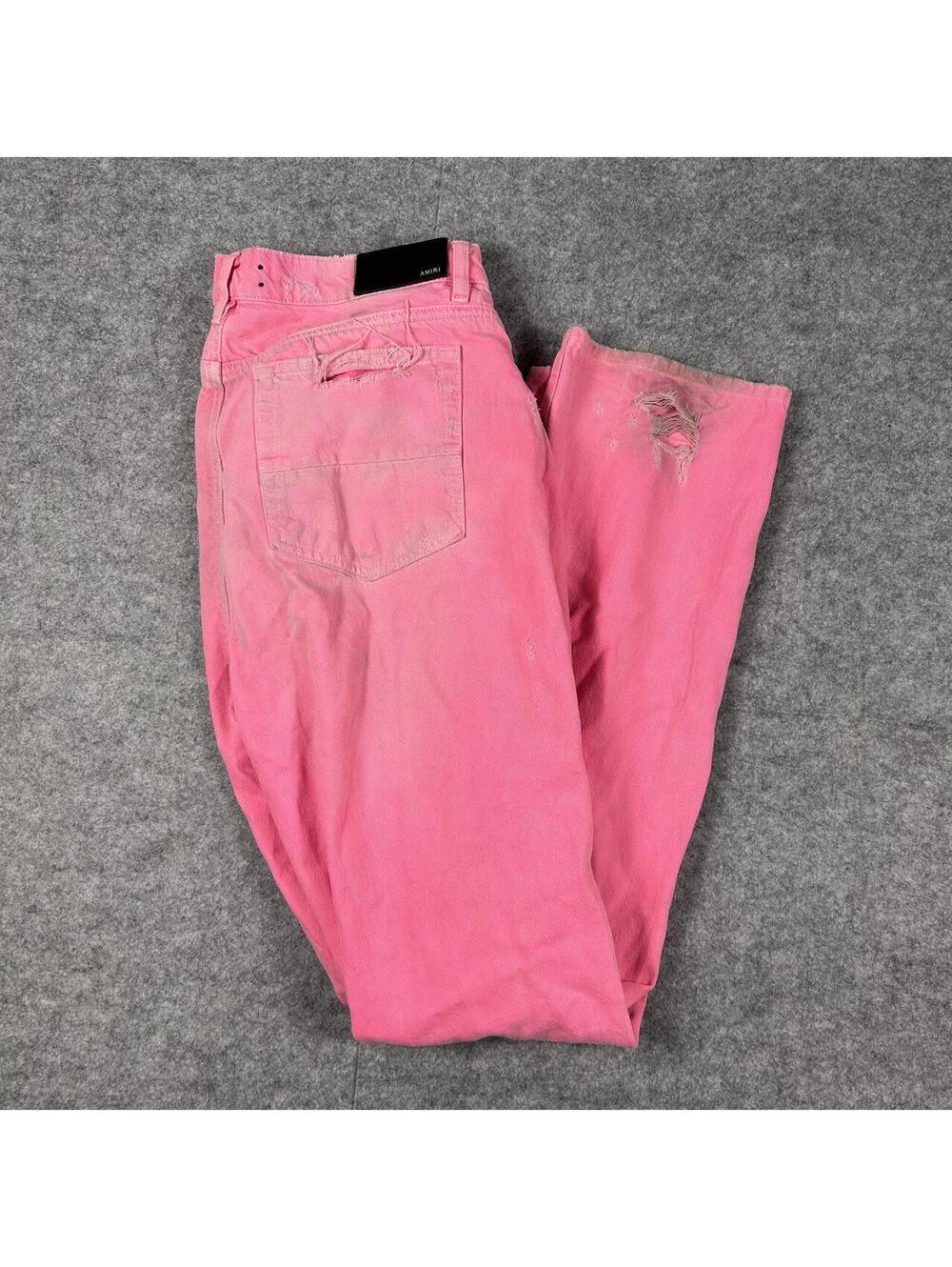 AMIRI Pink Distressed Ripped Denim Jeans Y2K Designer Size 32